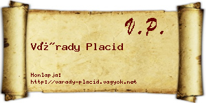 Várady Placid névjegykártya